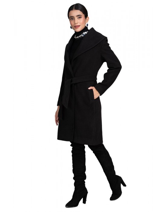 Women Coat Vanta black with belt